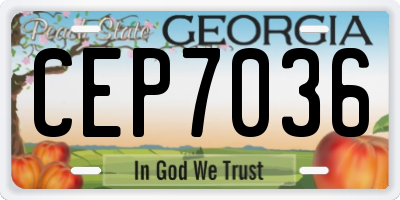 GA license plate CEP7036