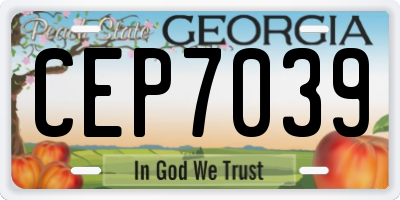 GA license plate CEP7039
