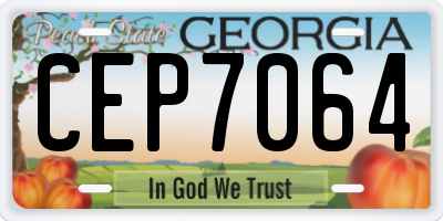 GA license plate CEP7064