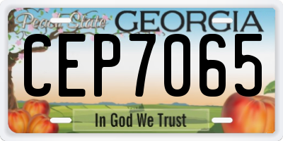 GA license plate CEP7065