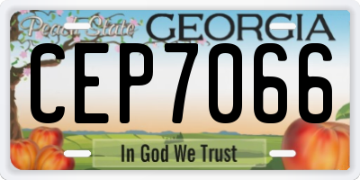 GA license plate CEP7066