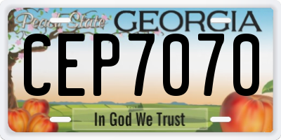 GA license plate CEP7070