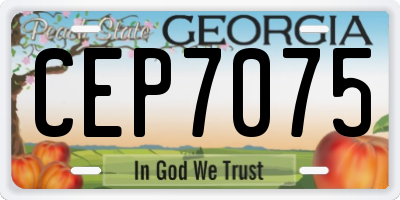 GA license plate CEP7075