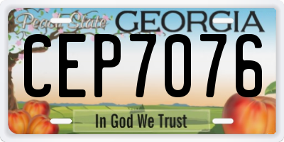 GA license plate CEP7076