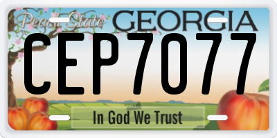 GA license plate CEP7077