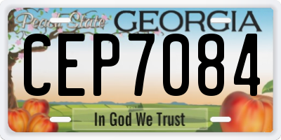 GA license plate CEP7084