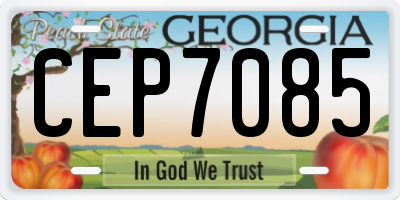 GA license plate CEP7085