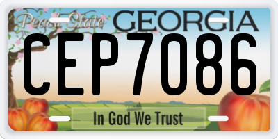 GA license plate CEP7086