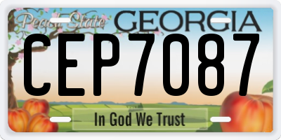 GA license plate CEP7087