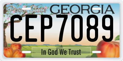 GA license plate CEP7089