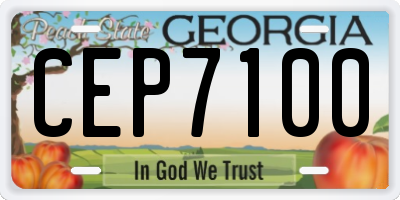 GA license plate CEP7100