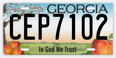 GA license plate CEP7102
