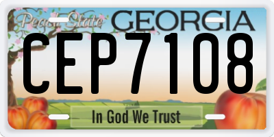 GA license plate CEP7108