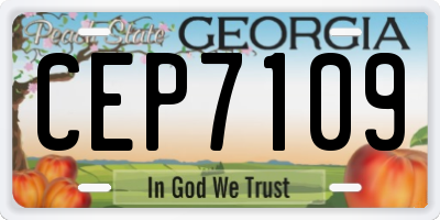 GA license plate CEP7109