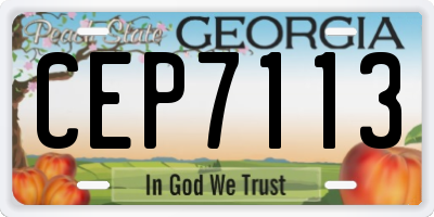 GA license plate CEP7113