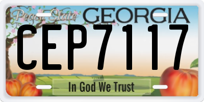 GA license plate CEP7117