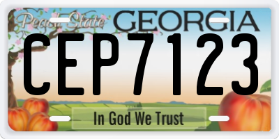 GA license plate CEP7123