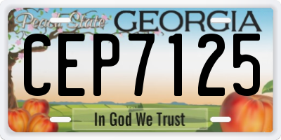 GA license plate CEP7125