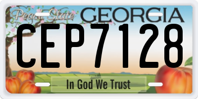 GA license plate CEP7128