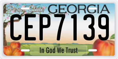 GA license plate CEP7139