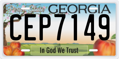 GA license plate CEP7149