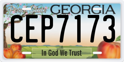 GA license plate CEP7173