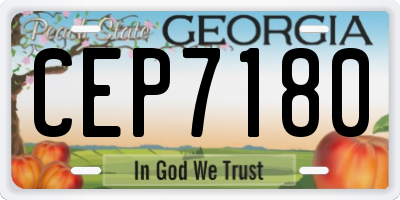 GA license plate CEP7180