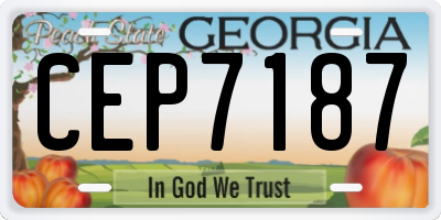 GA license plate CEP7187