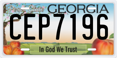 GA license plate CEP7196