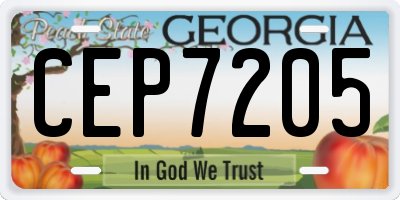 GA license plate CEP7205