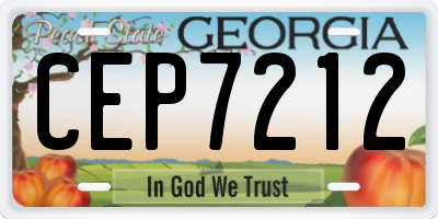 GA license plate CEP7212