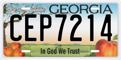 GA license plate CEP7214