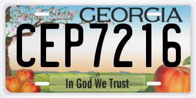 GA license plate CEP7216