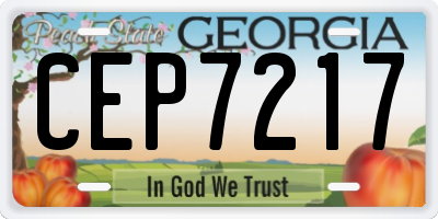 GA license plate CEP7217