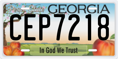 GA license plate CEP7218