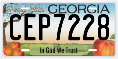 GA license plate CEP7228