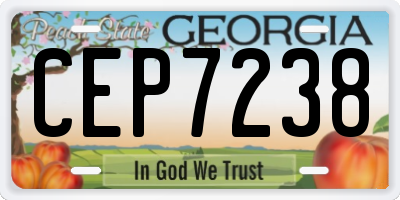GA license plate CEP7238