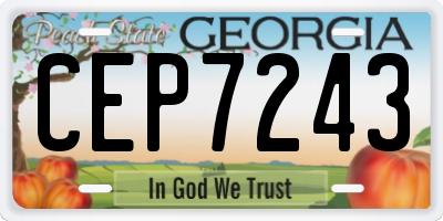 GA license plate CEP7243