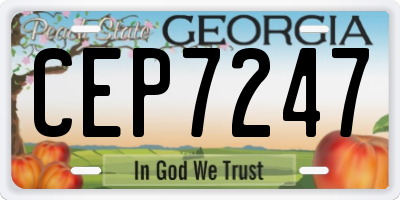 GA license plate CEP7247