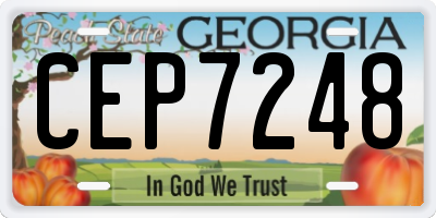 GA license plate CEP7248