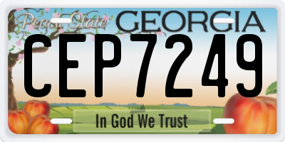 GA license plate CEP7249