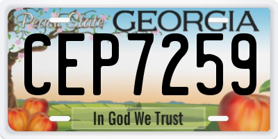 GA license plate CEP7259