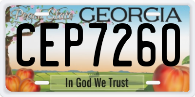 GA license plate CEP7260