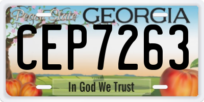 GA license plate CEP7263