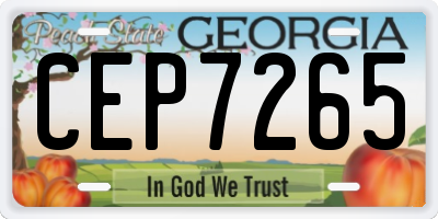 GA license plate CEP7265
