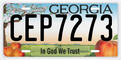GA license plate CEP7273