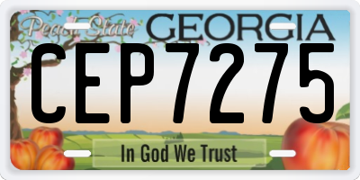 GA license plate CEP7275