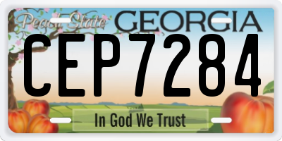 GA license plate CEP7284