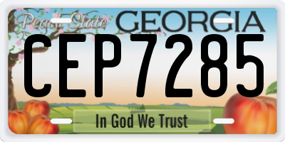 GA license plate CEP7285