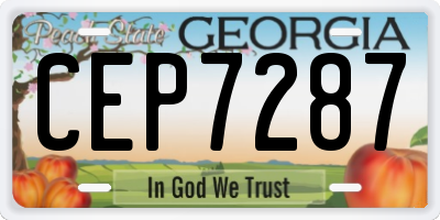 GA license plate CEP7287